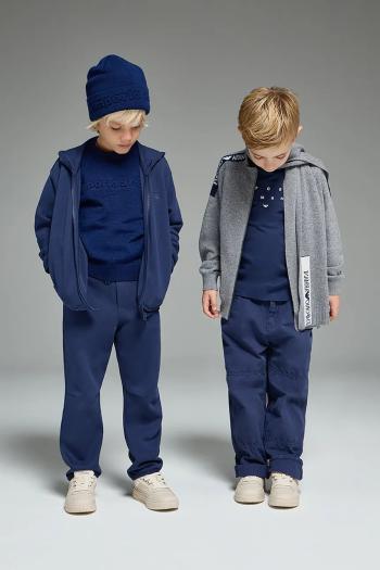 Detský kardigan s prímesou vlny Emporio Armani šedá farba, ľahký, EB000648 AF17340