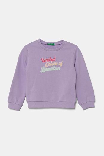 Detská bavlnená mikina United Colors of Benetton fialová farba, s potlačou, 3J70G10HX