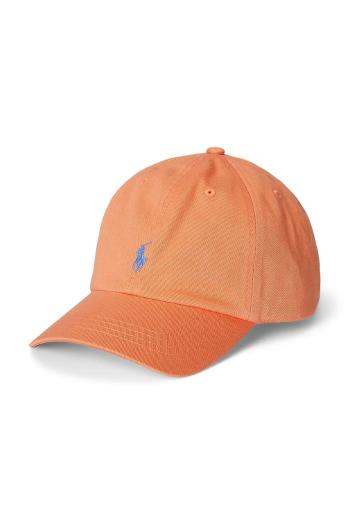 Detská bavlnená šiltovka Polo Ralph Lauren oranžová farba, s nášivkou, 323785653065