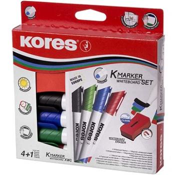 KORES K-MARKER SADA 4 farieb na biele tabule a flipcharty + magnetická hubka (20863)