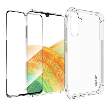 ENKAY SET Priehľadný obal + 3D ochranné sklo Samsung Galaxy A34 5G