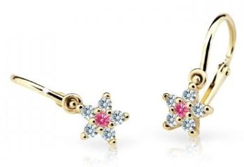 Cutie Jewellery Trblietavé detské náušnice zo žltého zlata C2118-10-X-1 fuchsiová