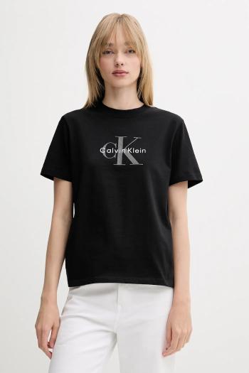 Bavlnené tričko Calvin Klein Jeans dámske, čierna farba, LV047B865G