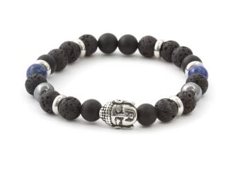 Agato Korálkový náramok z lávového kameňa, achátu a Lapis lazuli MINK115/19