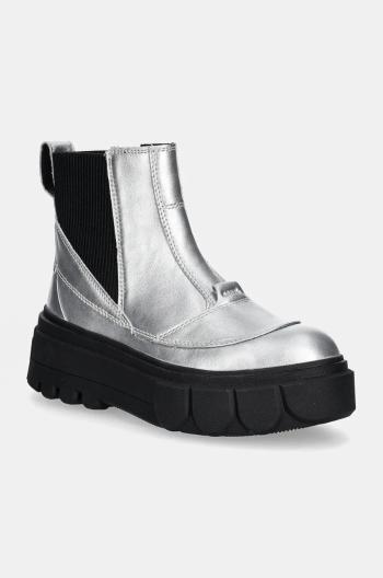 Kožené topánky chelsea Sorel CARIBOU X BOOT CHELSEA W dámske, strieborná farba, na platforme, 2048441034