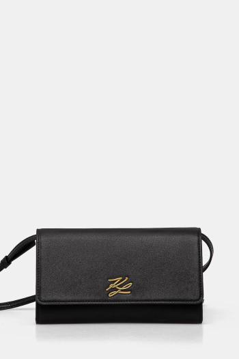 Kožená kabelka Karl Lagerfeld čierna farba, A1W32055