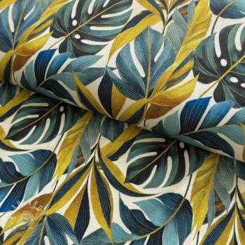Úplet VISCOSE Rustling leaves yellow digital print