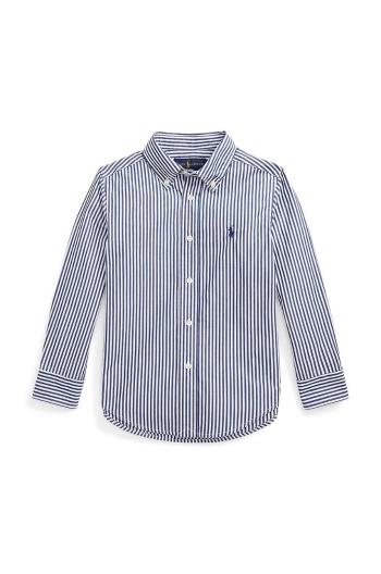 Detská bavlnená košeľa Polo Ralph Lauren tmavomodrá farba