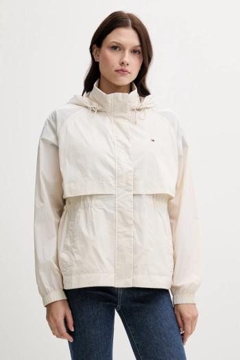 Bunda Tommy Hilfiger béžová farba, prechodná, WW0WW46444