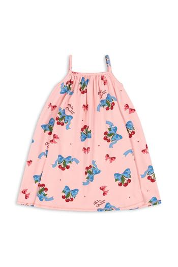 Šaty Konges Sløjd BASIC STRAP DRESS GOTS ružová farba, midi, áčkový strih, KS103152