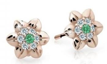Cutie Jewellery Krásne detské náušnice z ružového zlata C2202-30-X-4 zelená