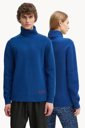 Vlnený sveter A.P.C. pull walter tmavomodrá farba, WVBDK.M23248
