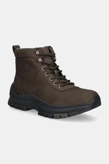 Kožené členkové topánky Calvin Klein Jeans HYBRID WP BOOT LACEUP REBELLIOUS pánske, hnedá farba, YM0YM01077