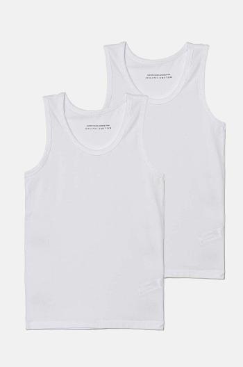 Detské tričko United Colors of Benetton 2-pak biela farba, jednofarebný
