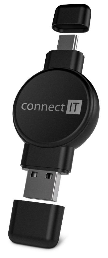 CONNECT IT WatchTravelCharge bezdrôtová nabíjačka Qi (Apple, Samsung) USB-A/USB-C, ČIERNA