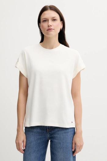Bavlnené tričko Tommy Hilfiger dámske, béžová farba, WW0WW45628