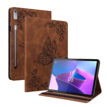 ART BUTTERFLY Peňaženkový obal pre Lenovo Tab P12 hnedý