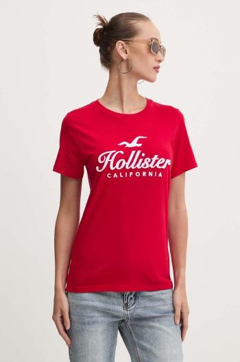 Bavlnené tričko Hollister Co. dámske, červená farba, KI357-3285