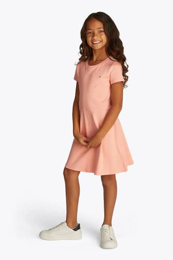 Dievčenské bavlnené šaty Tommy Hilfiger oranžová farba, mini, rovný strih, KG0KG08487