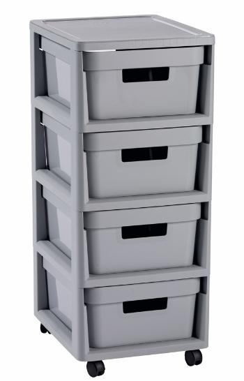 CURVER Zásuvkový regál INFINITY 4x11L | sivá