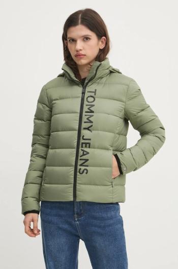 Páperová bunda Tommy Jeans dámska, zelená farba, prechodná, DW0DW20388