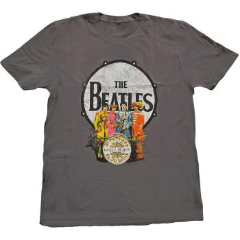 The Beatles tričko Sgt Pepper & Drum Šedá XL