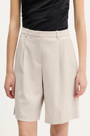 Šortky Abercrombie & Fitch béžová farba, jednofarebná, vysoký pás, KI149-5182
