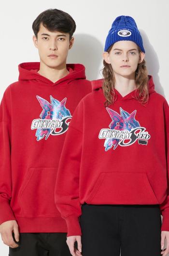 Bavlnená mikina Levi's Levi's® x Gundam SEED červená farba, s kapucňou, s potlačou, A7415.0000