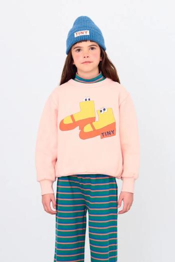 Detská bavlnená mikina Tinycottons WALK GRAPHIC SWEATSHIRT ružová farba, s potlačou, AW25-286
