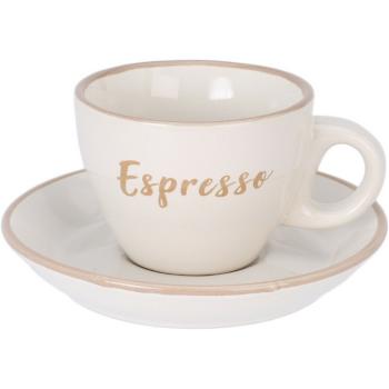 Kameninová šálka s podšálkou Espresso, 100 ml, krémová