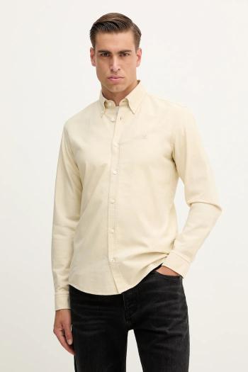 Bavlnená košeľa BOSS béžová farba, regular, s golierom button-down, 50544917