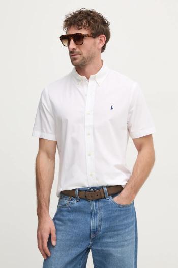 Bavlnená košeľa Polo Ralph Lauren pánska, béžová farba, regular, s golierom button-down, 710945315