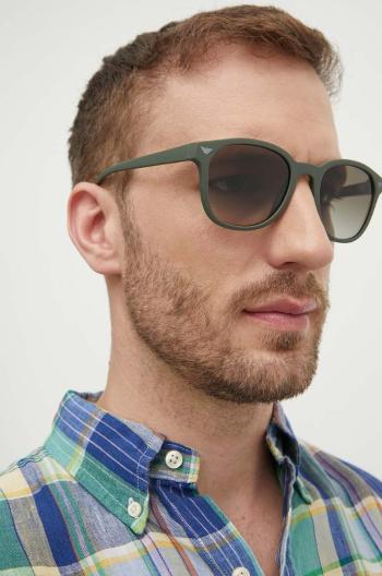Slnečné okuliare Emporio Armani pánske, zelená farba