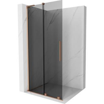 MEXEN/S - Velar L Sprchová zástena posuvná Walk-in 120 x 200, grafit 8 mm, meď kartáčovaná 871-120-003-43-65