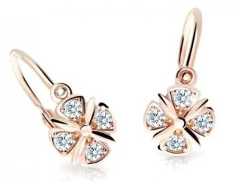 Cutie Jewellery Slušivé detské náušnice z ružového zlata C2245-10-X-4 biela