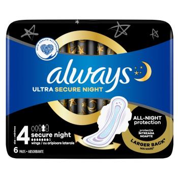 ALWAYS Ultra Hygienické Vložky Secure Night s krídelkami veľkosť 4 - 6 kusov