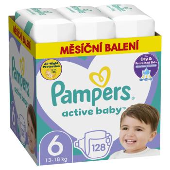 PAMPERS Active Baby 6 13-18 kg Extra Large 128 ks,PAMPERS Active Baby Plienky jednorazové 6 (13-18 kg) 128 ks - MESAČNÁ ZÁSOBA