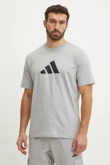 Bavlnené tričko adidas Future Icons pánske, šedá farba, s potlačou, JD4914