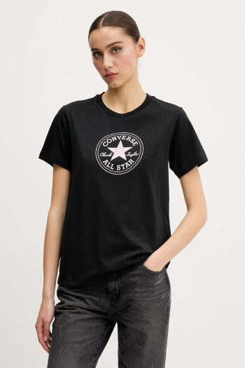Bavlnené tričko Converse dámske, čierna farba, 10028412-A01
