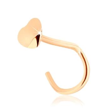 Piercing do nosa zo žltého 14K zlata - malé lesklé srdiečko