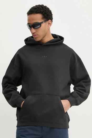Bavlnená mikina adidas Originals Essential pánska, čierna farba, s kapucňou, jednofarebná, JC9572