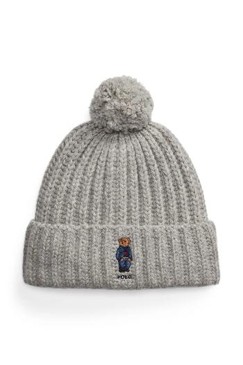 Vlnená čiapka Polo Ralph Lauren šedá farba, 455936112