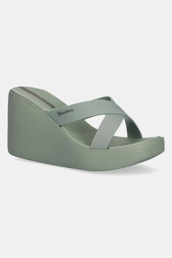 Šľapky Ipanema HIGH FASHION zelená farba, na kline, 83646-BD680