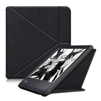 LEATHER Zaklápací kryt pre Kobo Libra Colour čierny