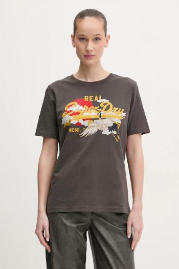 Bavlnené tričko Superdry dámske, šedá farba, W1011627A-PKT