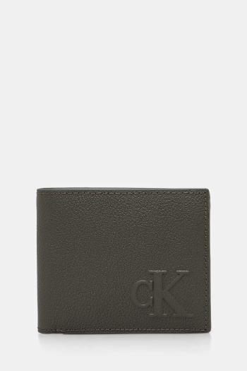 Kožená peňaženka Calvin Klein Jeans pánsky, zelená farba, LV04G1022G
