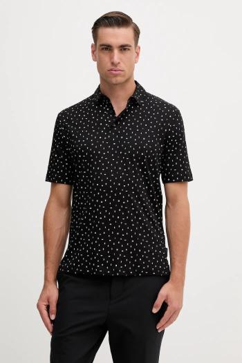 Bavlnené polo tričko Armani Exchange čierna farba, vzorované, XM000735 AF10356