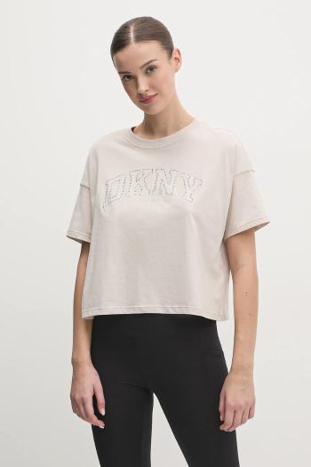 Bavlnené tričko Dkny dámske, béžová farba, DP5T1119