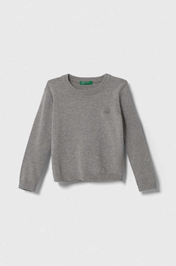 Detský bavlnený sveter United Colors of Benetton šedá farba, tenký