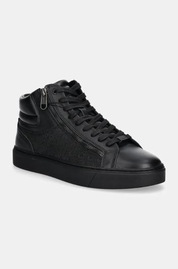 Tenisky Calvin Klein HIGH TOP LACE UP W/ ZIP MONO čierna farba, HM0HM01556